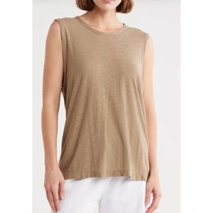 James Perse Women's Slub Cotton Muscle Tank CASHEW Size 3 Large NWT